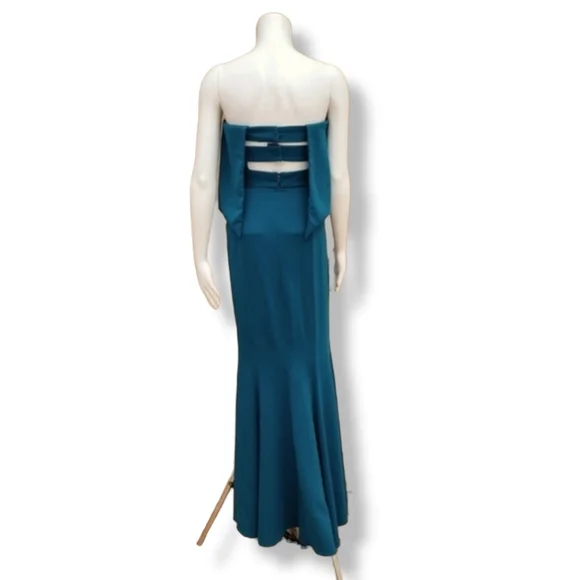 JAY GODFREY Teal Strapless Satin Floor Length Gown S Dress Bridal Prom Wedding - Picture 8 of 12